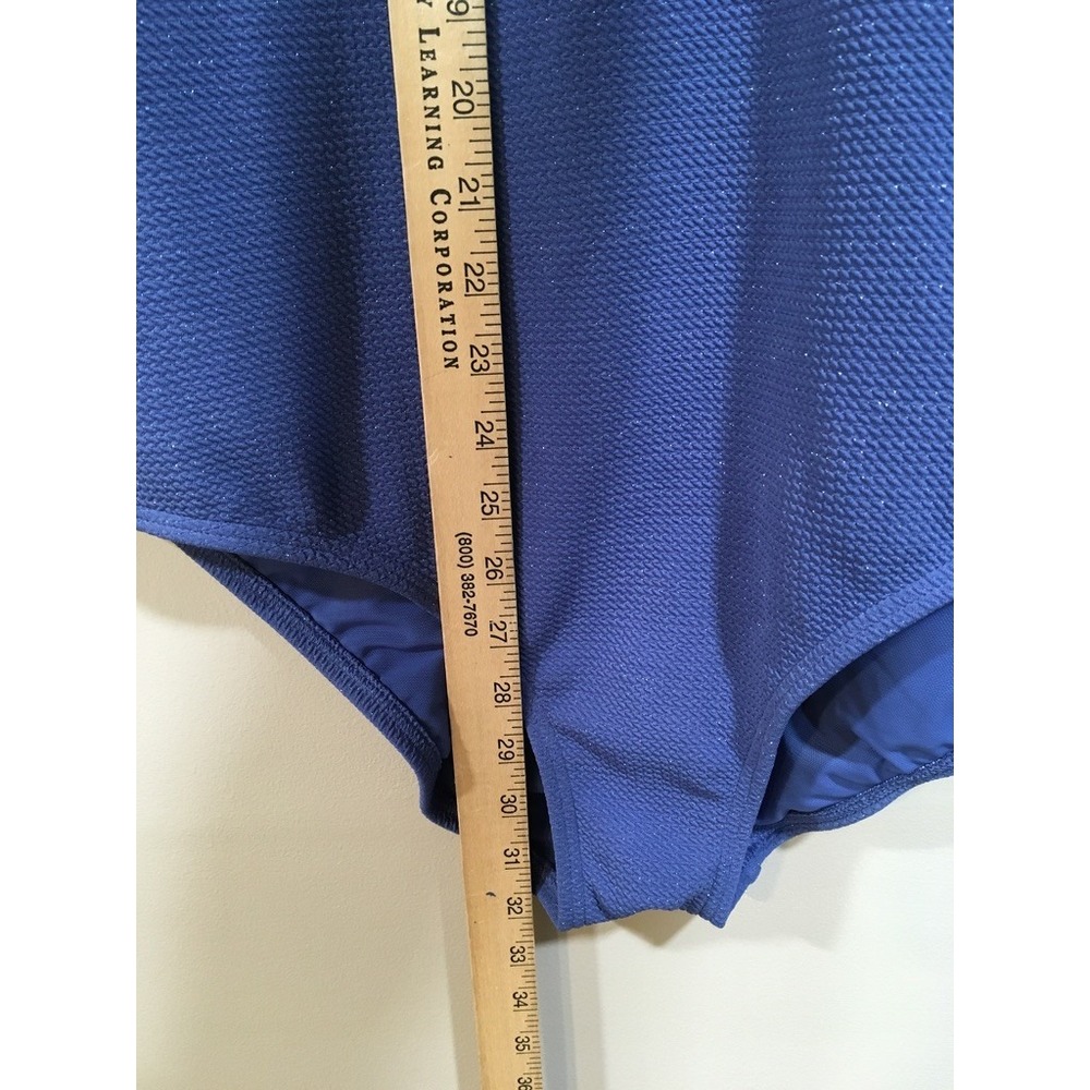 Lands End Tummy Control Metallic One Piece Swimsuit Womens XL 18 Blue UPF 50 - Picture 7 of 14